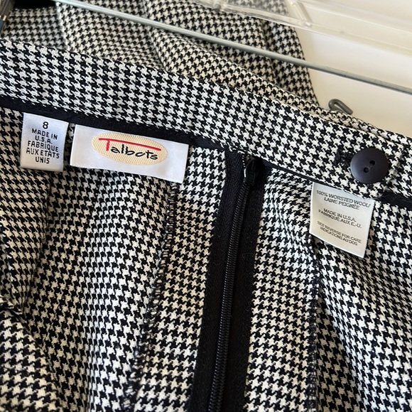 Vintage 90’s Y2K Talbots 100% Wool Houndstooth Plaid Pleated Midi Skirt USA Sz 8 - Picture 3 of 6